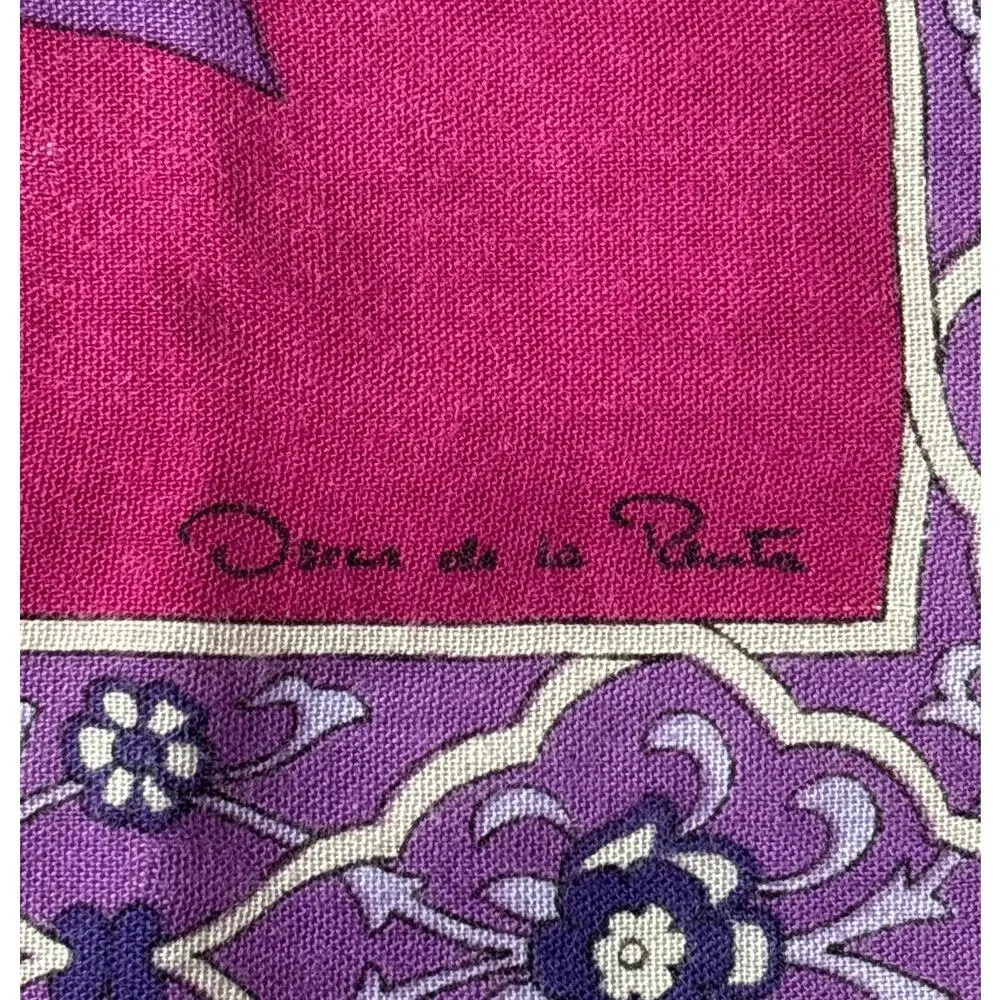 Vintage Oscar de la Renta Accessory Street Scarf Pink Purple Gray Soft Rayon
